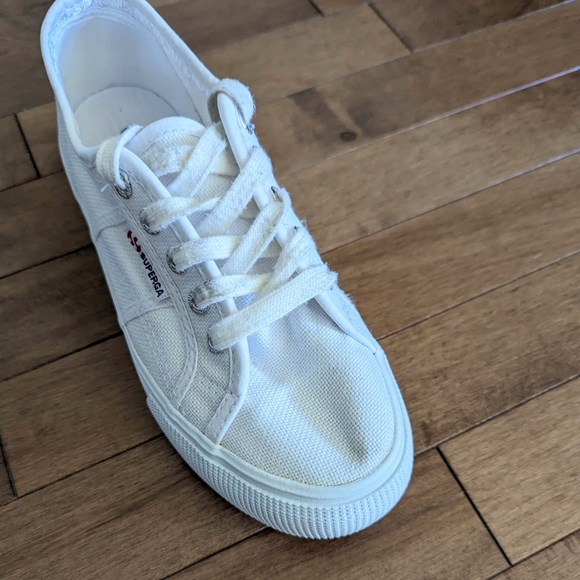 Superga 2790 White Canvas Platform Sneakers Shoes Women Size 6.5 - Picture 10 of 16